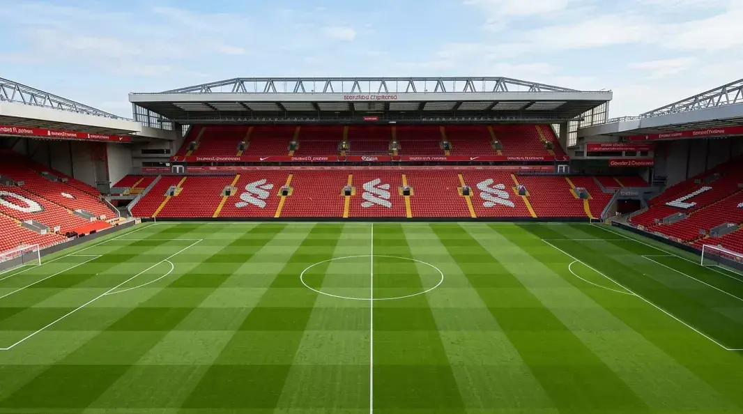 Dos porterías de fútbol enfrentadas en un estadio de la Premier League con redes tensadas
